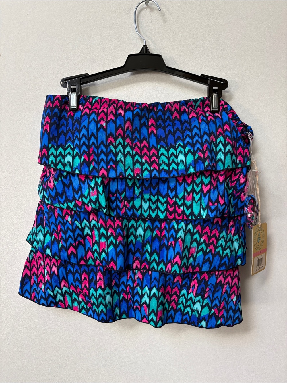 Caribbean Joe LYTE BRYTE Ruffle Layered Bandeau Tankini Top,Size 10,NWT
